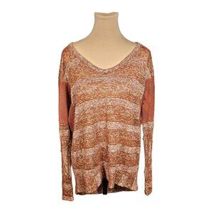 We the Free Light Brown Long Sleeve Eyelet Detail Top Sz XS